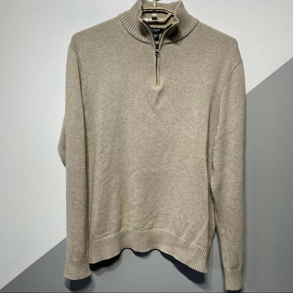 J. Crew Mens Quarter Zip Knit Cotton Sweater – Medium